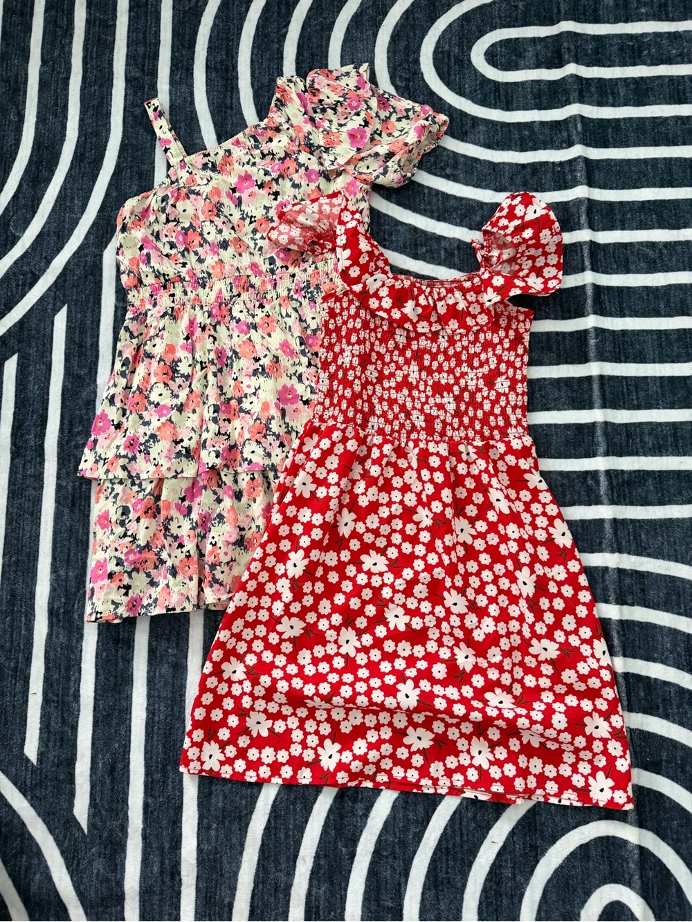 Cat & Jack Red Floral Smocked Sundress with Flutter Straps